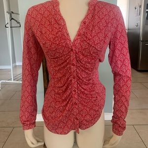 Down east ruched bust long sleep blouse